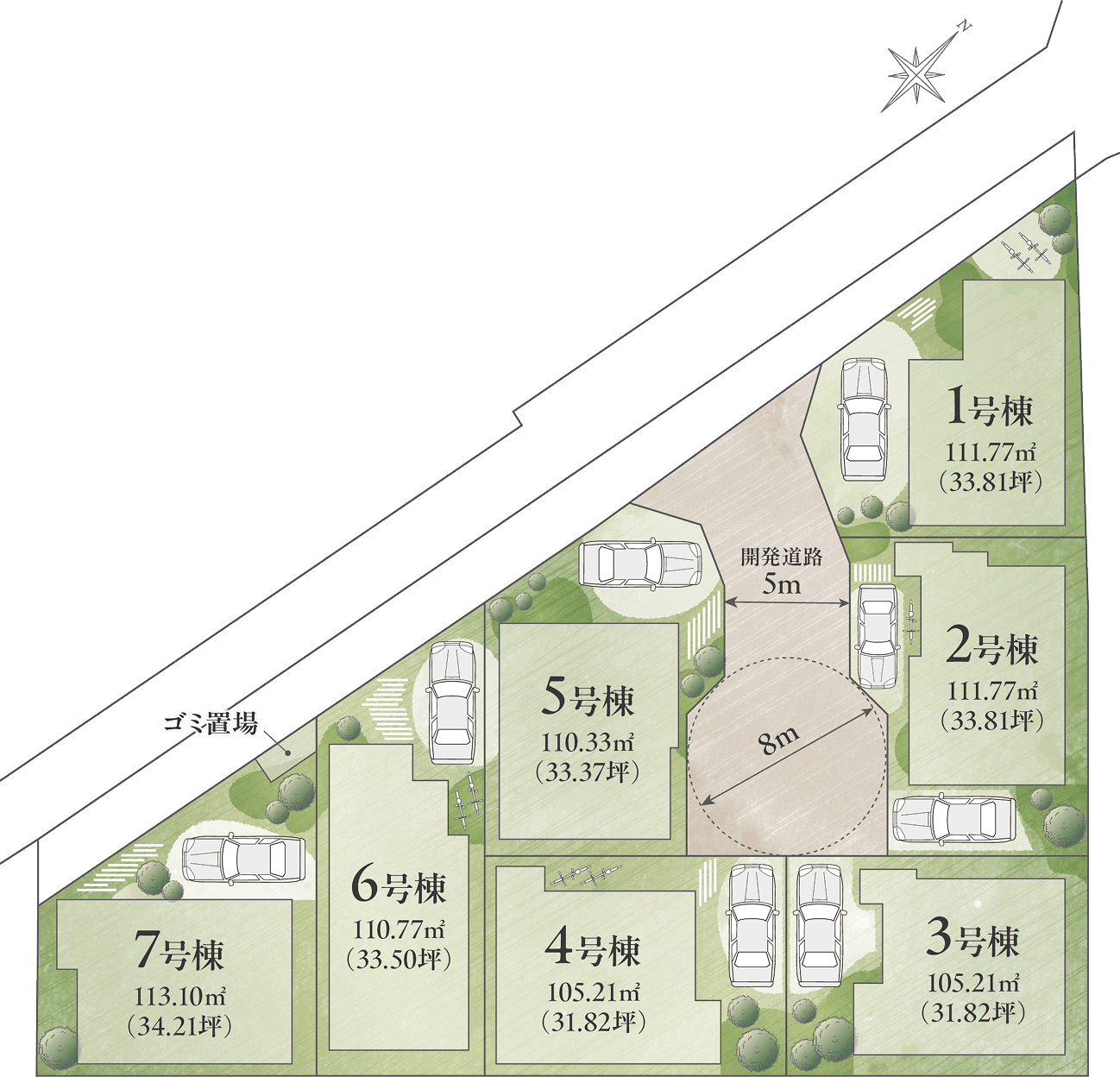 7邸のアトリエ街区。